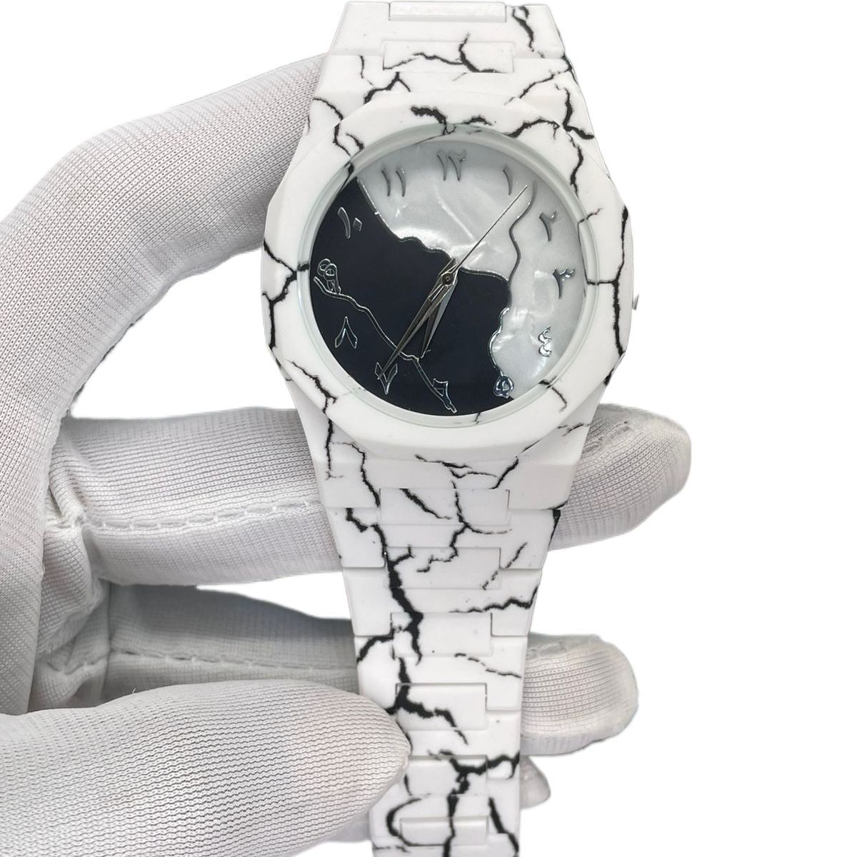 New White Marble Arabic Aura Unisex Watch