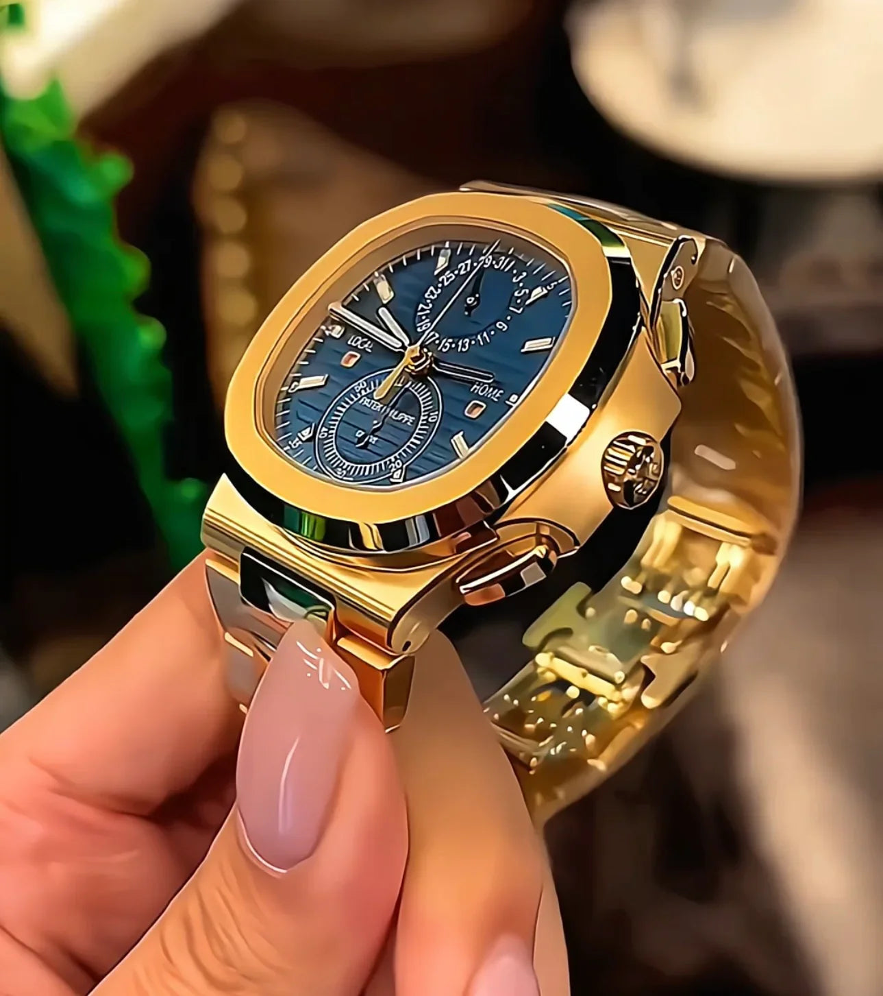 Elite Gold Edition Watch with Blue Dial