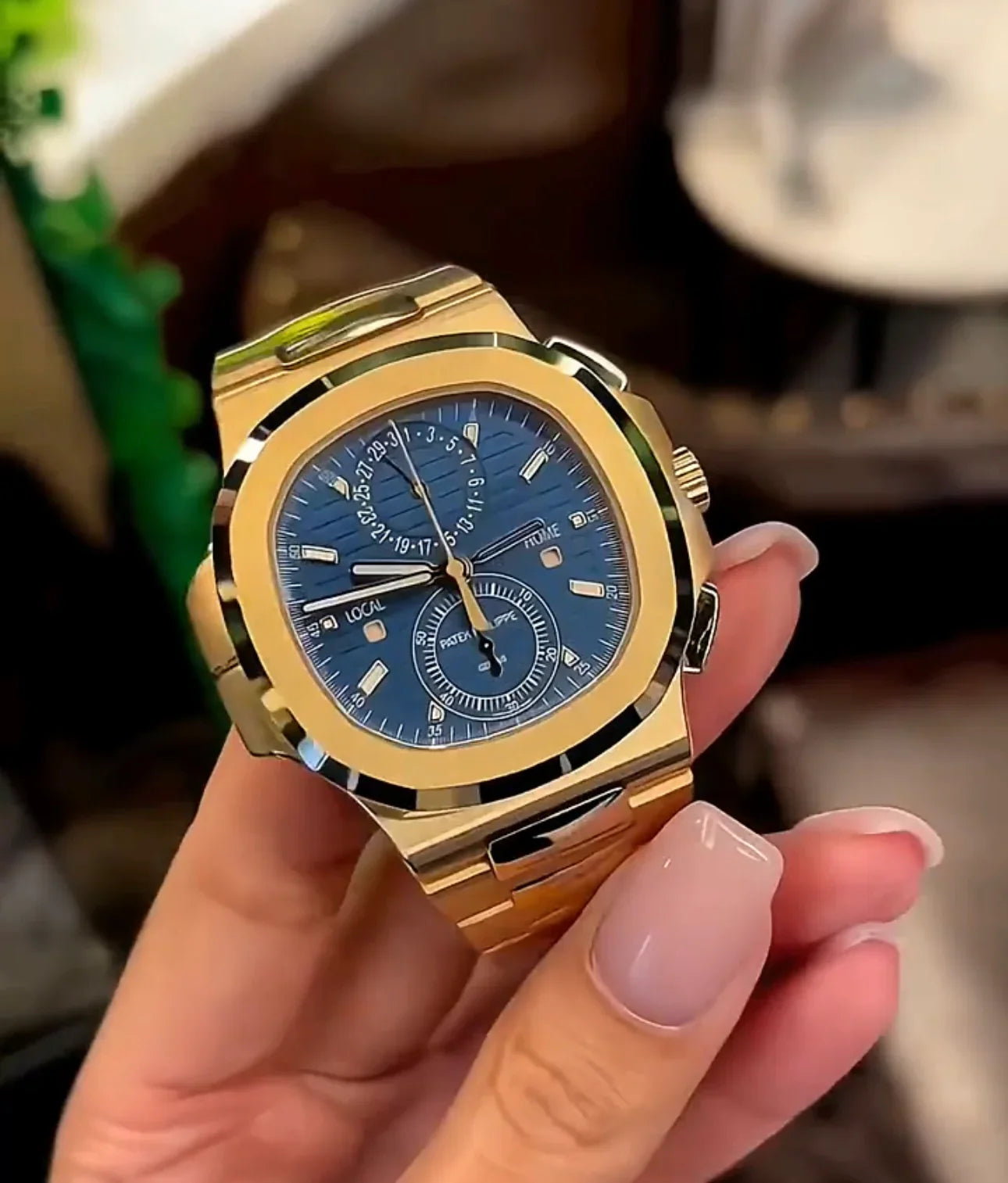 Elite Gold Edition Watch with Blue Dial